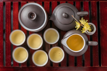 Obraz na płótnie Canvas 中国茶セット　Chinese tea set of beauty and health