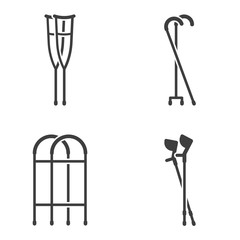 Set of four different icons crutches. Vector on white background