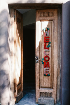 Christmas door in summer