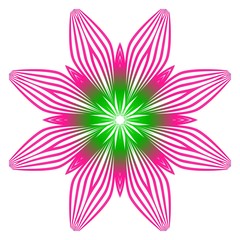 Indian Floral Mandala Pattern.Vector Henna Tattoo Style. Can Be Used For Textile, Greeting Card, Coloring Book, Phone Case Print. Gradient pink, green color
