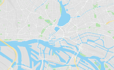 Hamburg, Germany, printable map