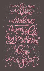 Love movie and romantic lines. Cartel tipográfico. Amor.