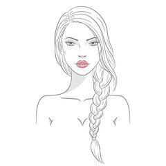 Vector illustration of a beautiful young woman with long hair