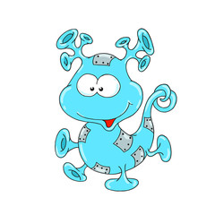 Funny cartoon character alien. Fantastic creature. Vector drawing guest from space. Cute character isolated on white background. Postcard element.