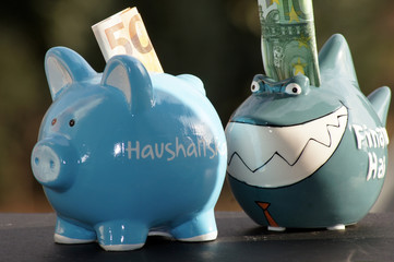 Finanzhai jagt Sparschwein