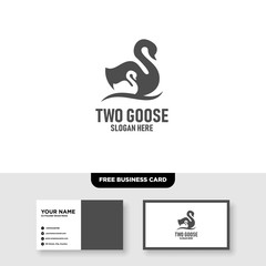 Two Goose Logo Vector Template, Free Business Card Mockup