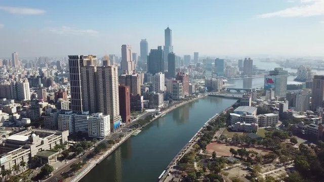 Aerial view of the city in Qijin Kaohsiung
