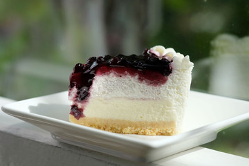 white, piece, blueberry, delicious, plate, dessert, cake, cheese, glass, romantic, coffee, tea, served, background, red, food, fresh, sweet, fruit, slice, cream, baked, bakery, blue, cheesecake, light