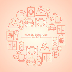 Hotel Services minimal icon set : Vector Illustration