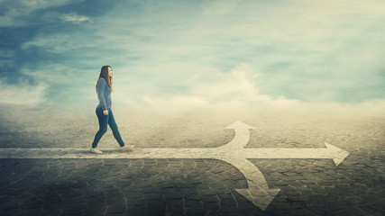 woman has to choose direction