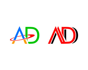 Set of Letter AD logo design template elements