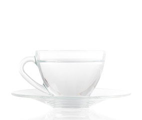 Glass cup of tea. Isolated on white background