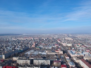 aerial view of Nesvzih, Belarus in winter 