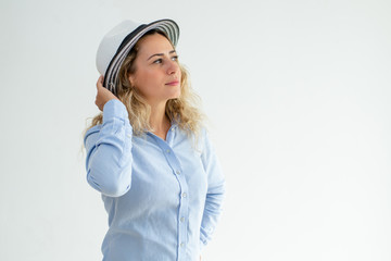 Serene office worker planning vacation