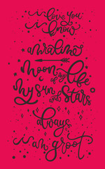 Love movie and romantic lines. Cartel tipográfico. Amor. © cabado