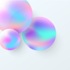 White abstract background with shiny spectrum color 3d balls.
