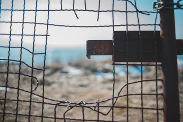 fence on background of blue sky
