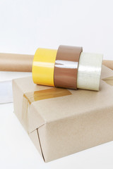 Parcel wrapped with brown paper