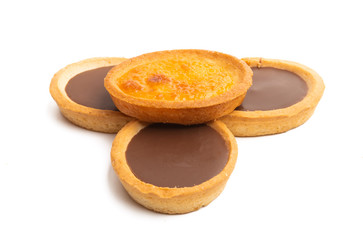 sand tartlets with chocolate isolated
