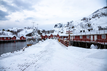 rostads rorbuer (fisherman's house), Nusfjord, a fishing village, Nordland county, Lofoten Islands, Norway