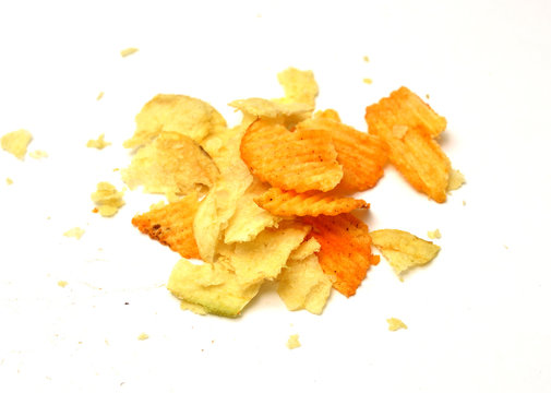 potato chips on white background