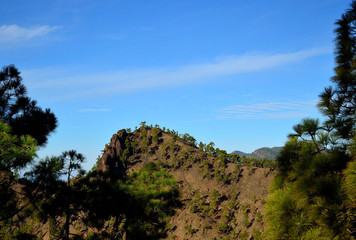 Obraz premium Mountain landscape with intense blue sky, natural park of Pilancones, Gran Canaria