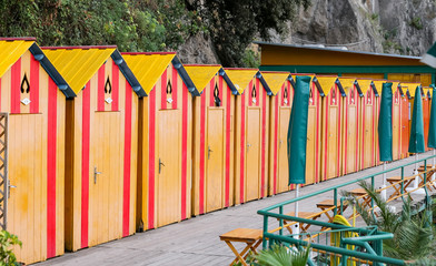 Beach Cabins in Sorrento, Naples, Italy