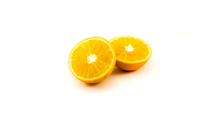 Two orange pieces on white background