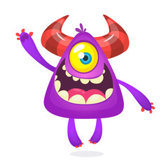Funny one-eyed cartoon monster illustration