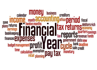 Fototapeta premium Financial year word cloud concept 2