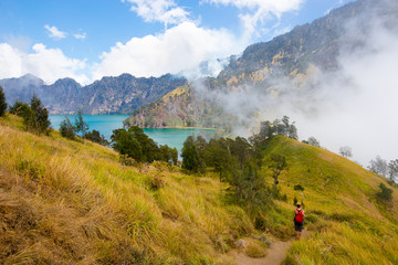 Crater lake of Mount Rinjani, Lombok, Indonesia