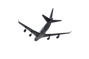 Airplane below under on background
