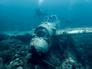 Jake Seaplane Wreck Underwater on Ocean Floor