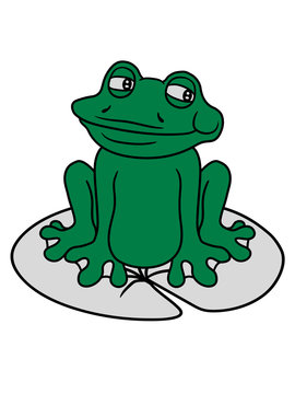 seeblatt see wasser blatt pflanze frosch sizend s&uuml;&szlig; niedlich lustig comic cartoon clipart froschk&ouml;nig kr&ouml;te