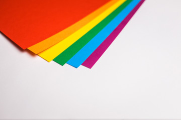 abstract background, lgbt community flag from sheets of rainbow colors