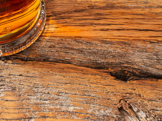 Irish Whiskey Bottle on Reclamined Wood Overhead Shot