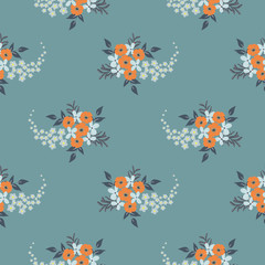 Fashionable pattern in small flowers. Floral seamless background for textiles, fabrics, covers, wallpapers, print, gift wrapping and scrapbooking. Raster copy