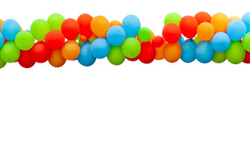 Flying balloons in line isolated on a white background - Image