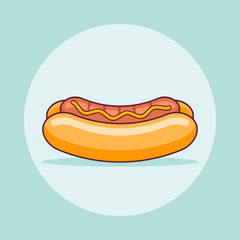 Hot dog flat line icon. Vector illustration.