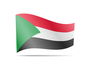 Waving Sudan flag in the wind. Flag on white vector illustration