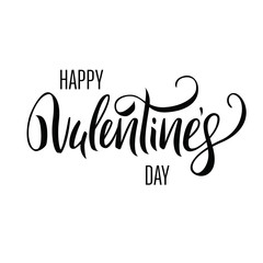 Happy Valentine's day vector card. Happy Valentines Day lettering on a white background.
