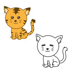 A cupple of little cats in yellow color and monochrome