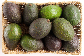 A Basket of Avocados, Close Up Overhead View