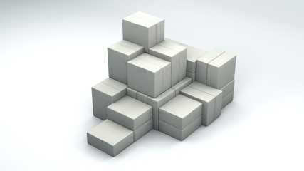 3d cubes cardboard boxes mockup, 3d render