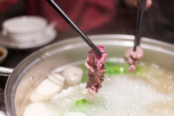 Hot pot in restaurant