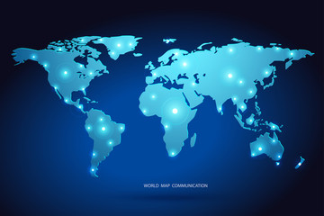 vector of world map on dark blue , network concept