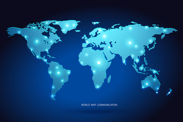 Obraz premium vector of world map on dark blue , network concept