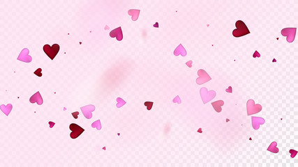 Realistic Hearts Vector Confetti. Valentines Day Romantic Pattern. Luxury Gift, Birthday Card, Poster Background Valentines Day Decoration with Falling Down Hearts Confetti. Beautiful Pink Scatter