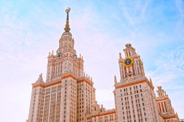 Obraz premium Lomonosov State University, iconic building and sightseeing