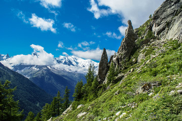 Tour de Mont Blanc. Alpy, Szwajcaria. Europa - obrazy, fototapety, plakaty